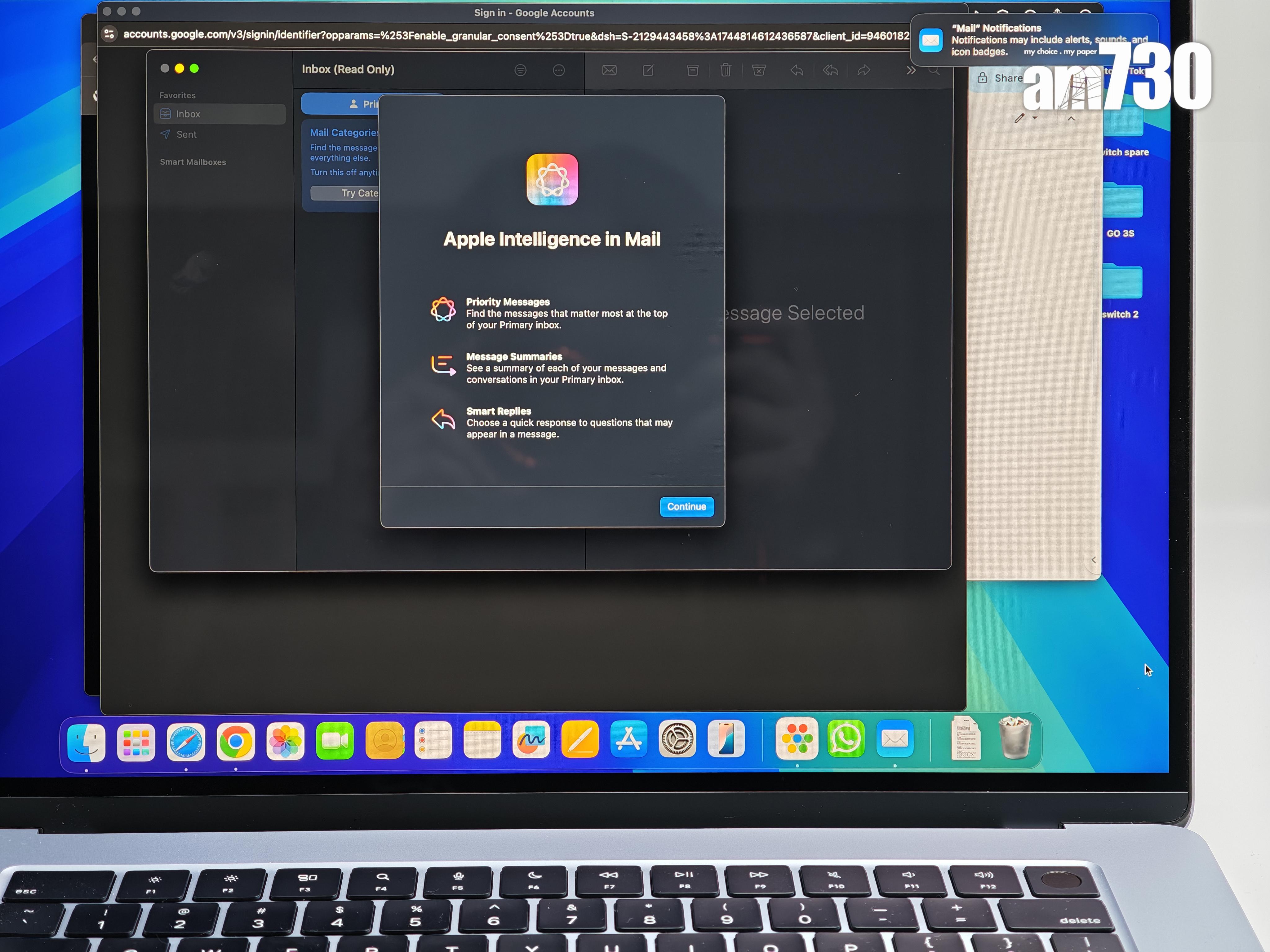 macOS Sequoia 15.4為郵件加入了Apple Intelligence功能。