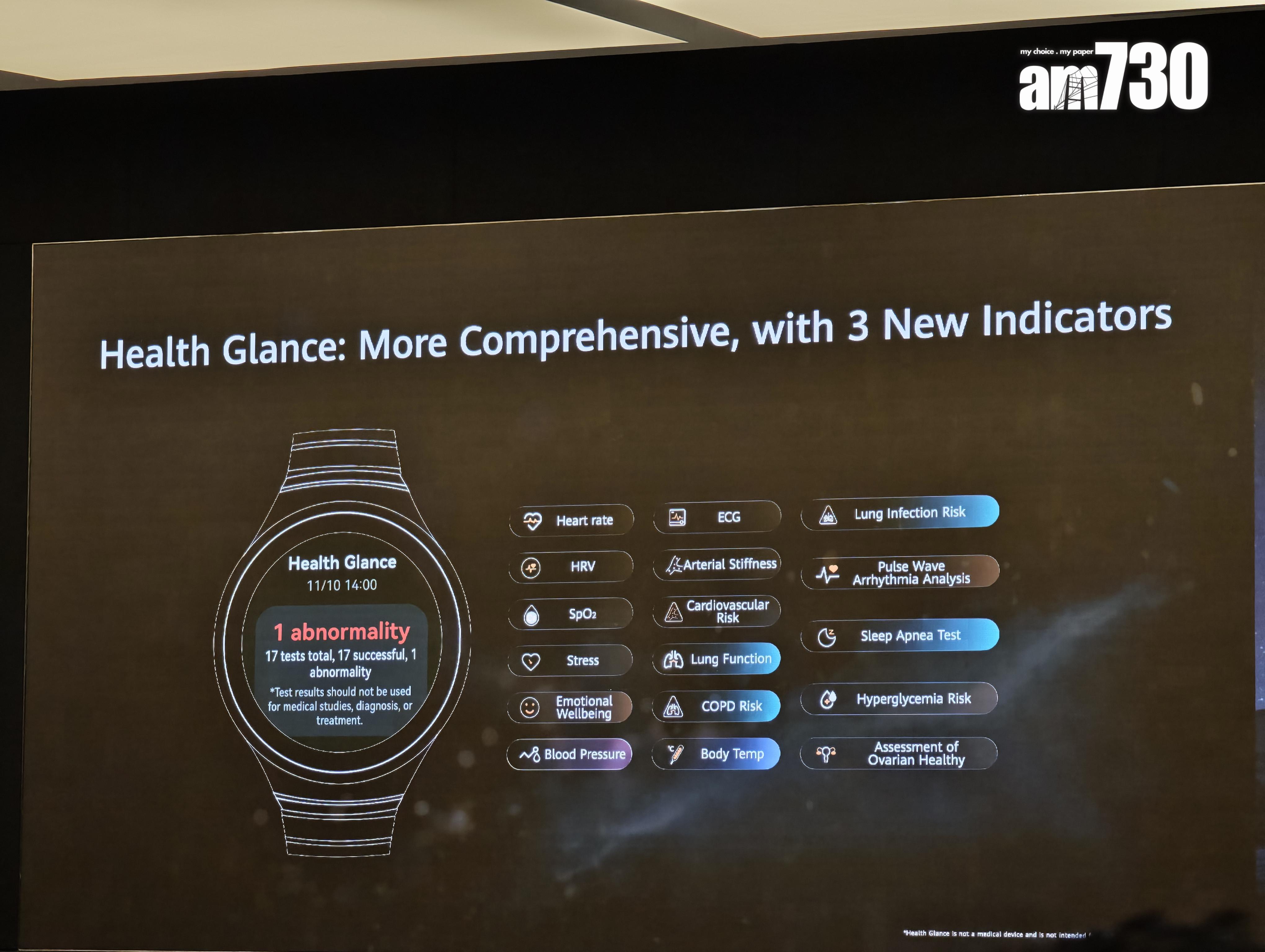華為HUAWEI TruSense系統的「Health Glance」功能新增了3個指標。