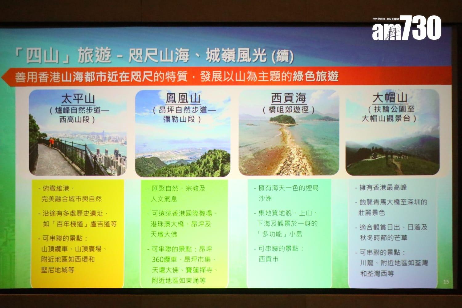 政務司副司長卓永興聯同文化體育及旅遊局局長羅淑佩公布發展旅遊熱點工作組將推行的項目 (鍾式明攝)