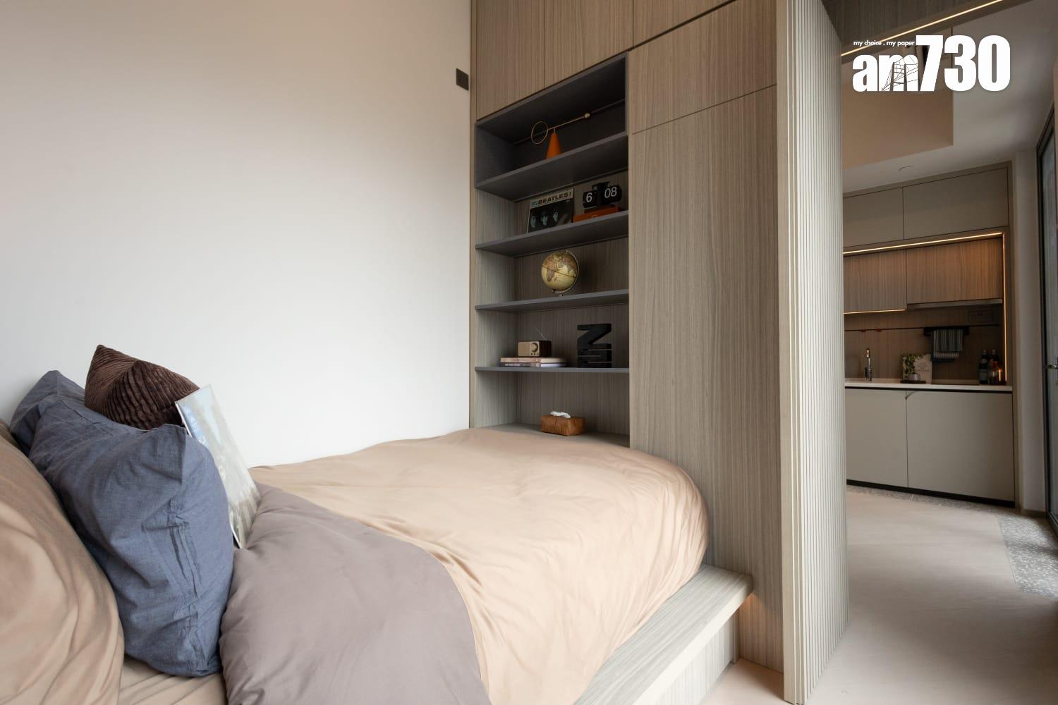 連方II示範單位|259呎連家具開放式戶 雙面收納櫃劃分寢區及廳區(多圖有片)|長沙灣新盤