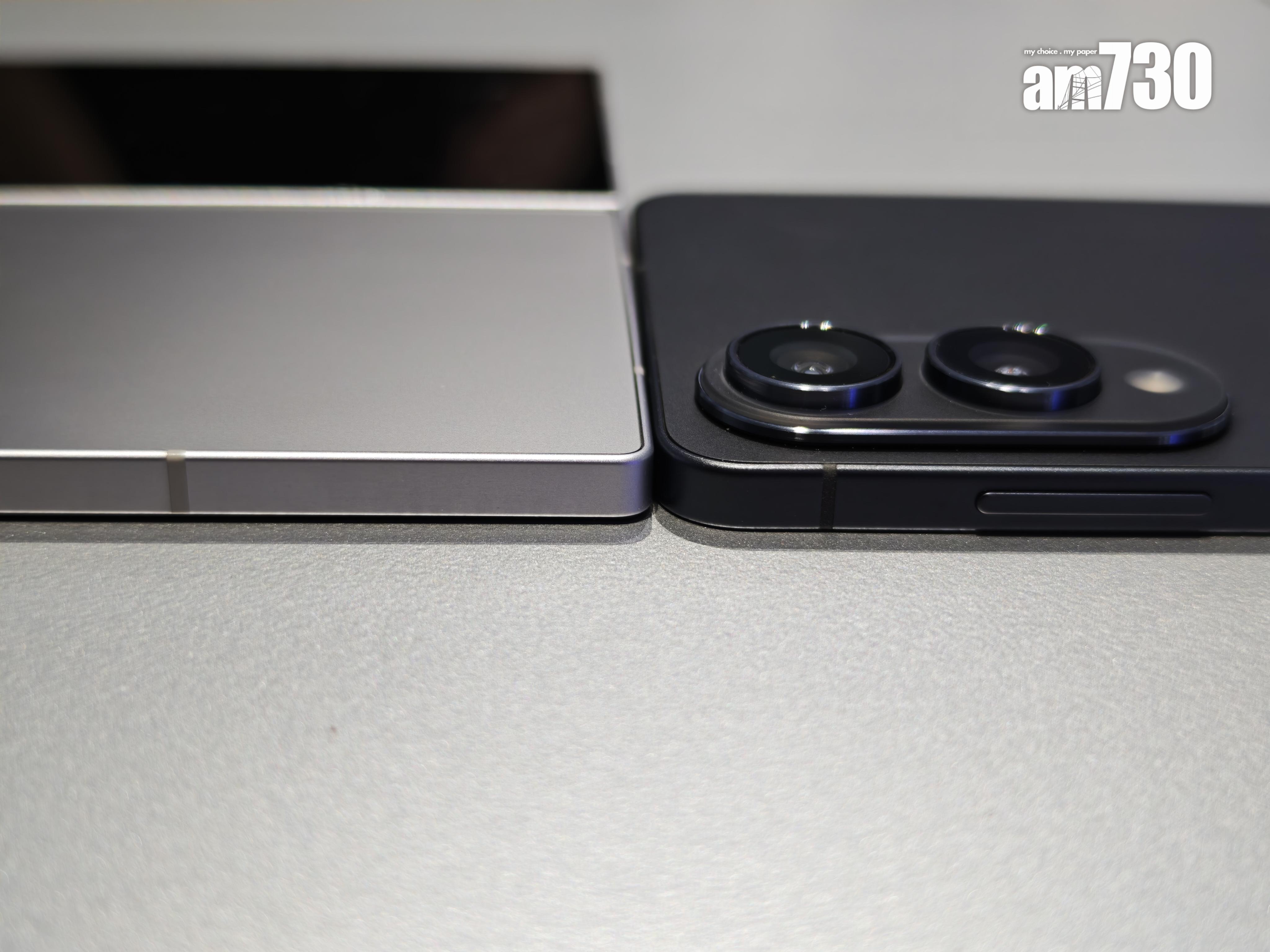 S25 Edge(右)與Zfold 6(左)對比。