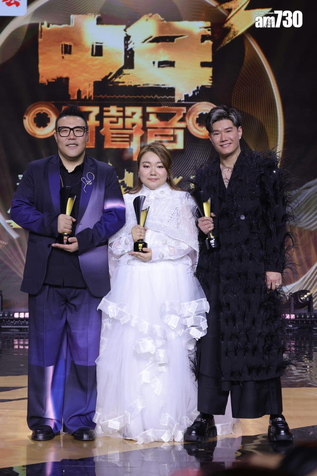 黃博、張與辰、劉洋成為《中年好聲音3》三甲得主。 (吳康琦攝)