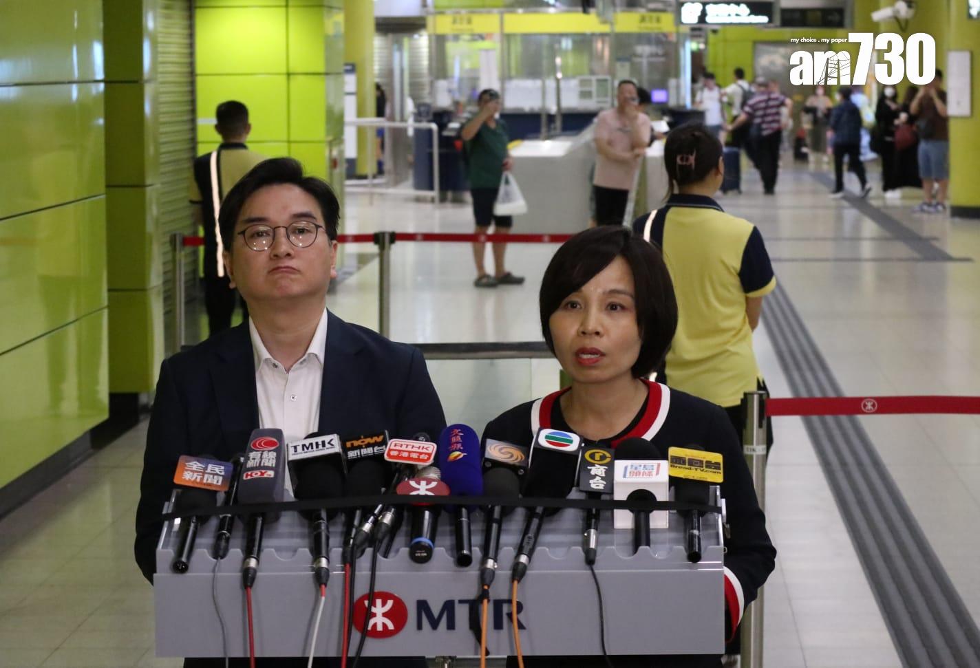 李婉玲(右)及李劍雄(左)晚上交代事件。(鍾式明攝)