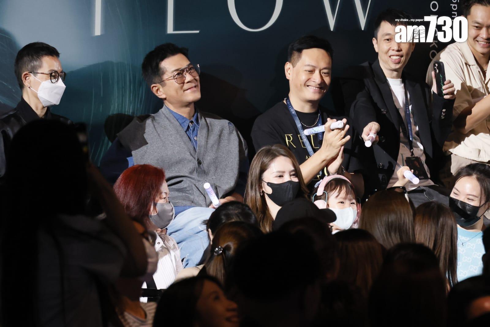 古天樂換回便服到觀眾席看林峯「表凳」。(林俊源攝)