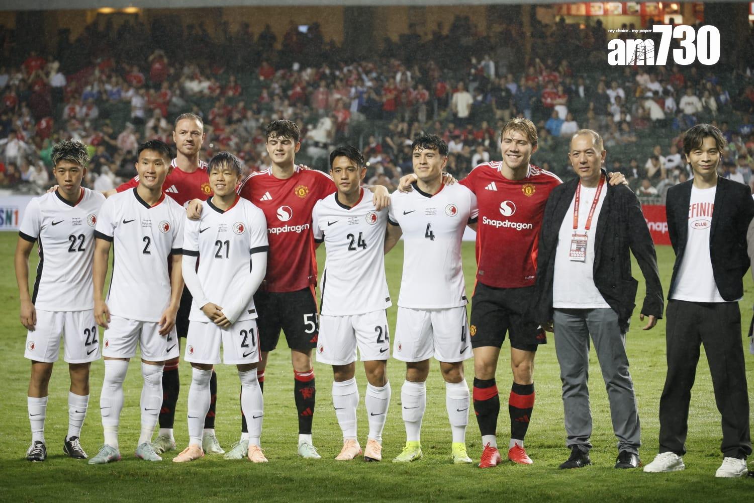 兩隊球員賽前合照。(林俊源攝)