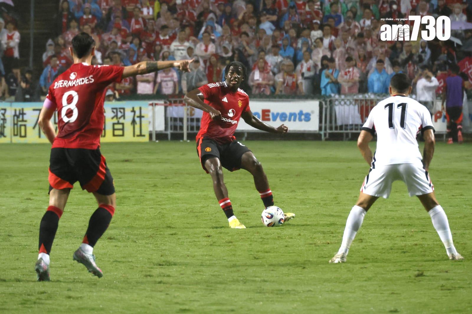 曼聯表演賽3:1擊敗香港隊。(林俊源攝)