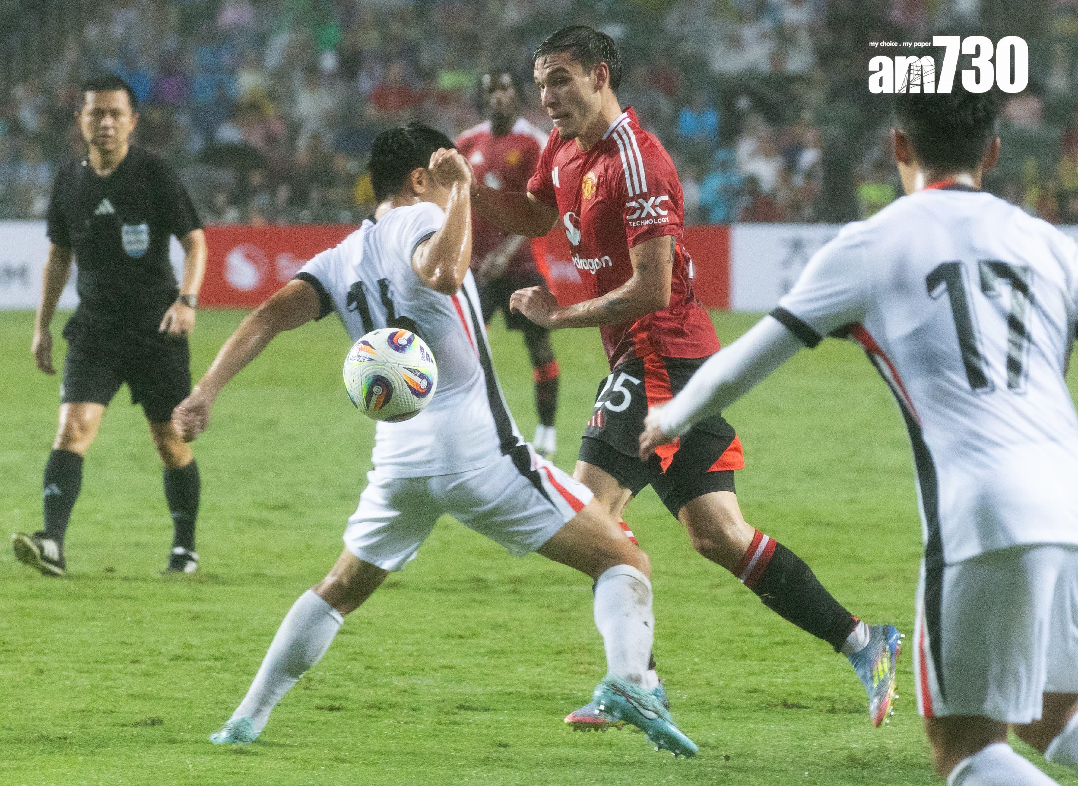 曼聯表演賽3:1贏香港隊。(蘇文傑攝)