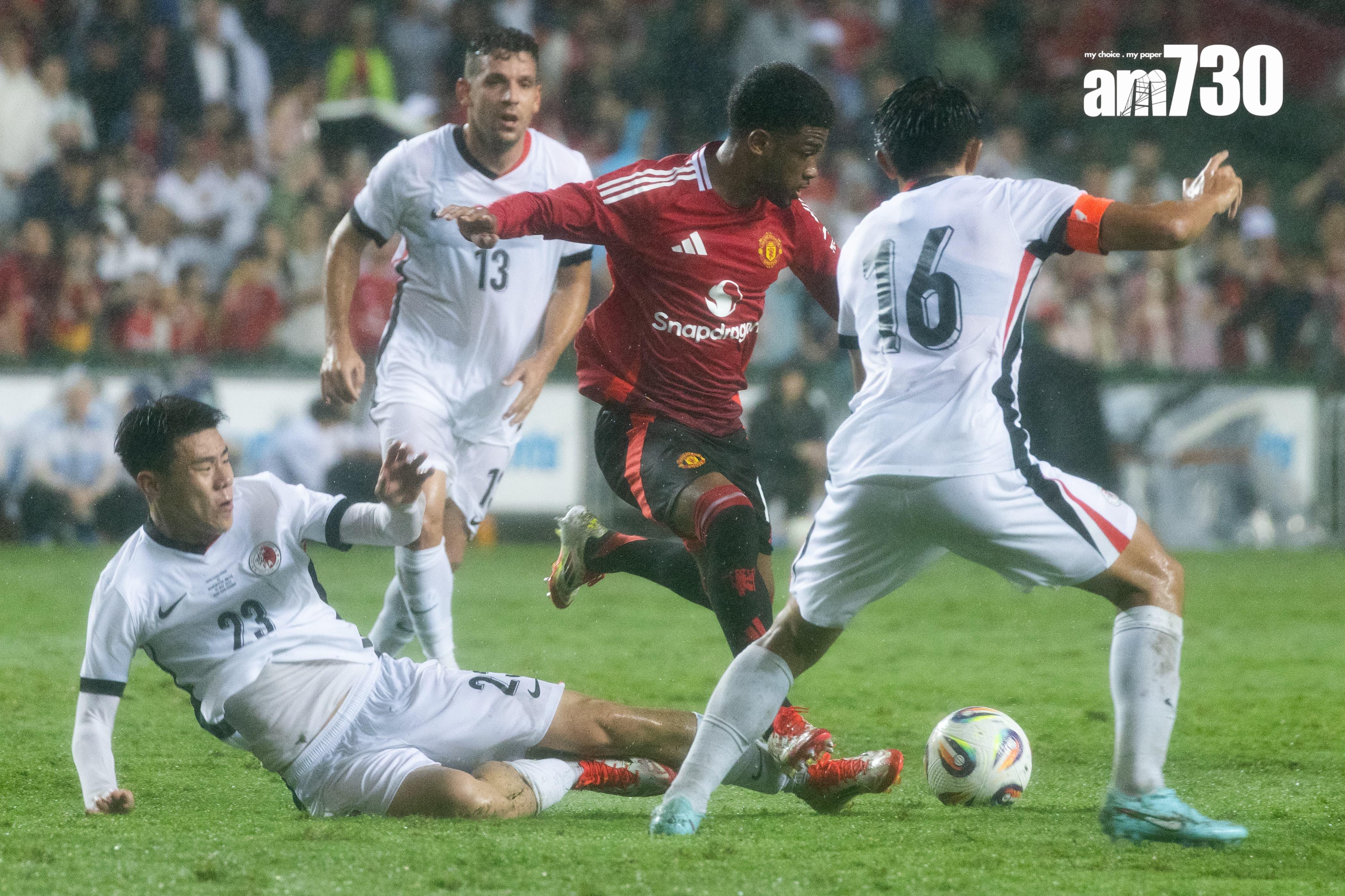 曼聯表演賽3:1贏香港隊。(蘇文傑攝)