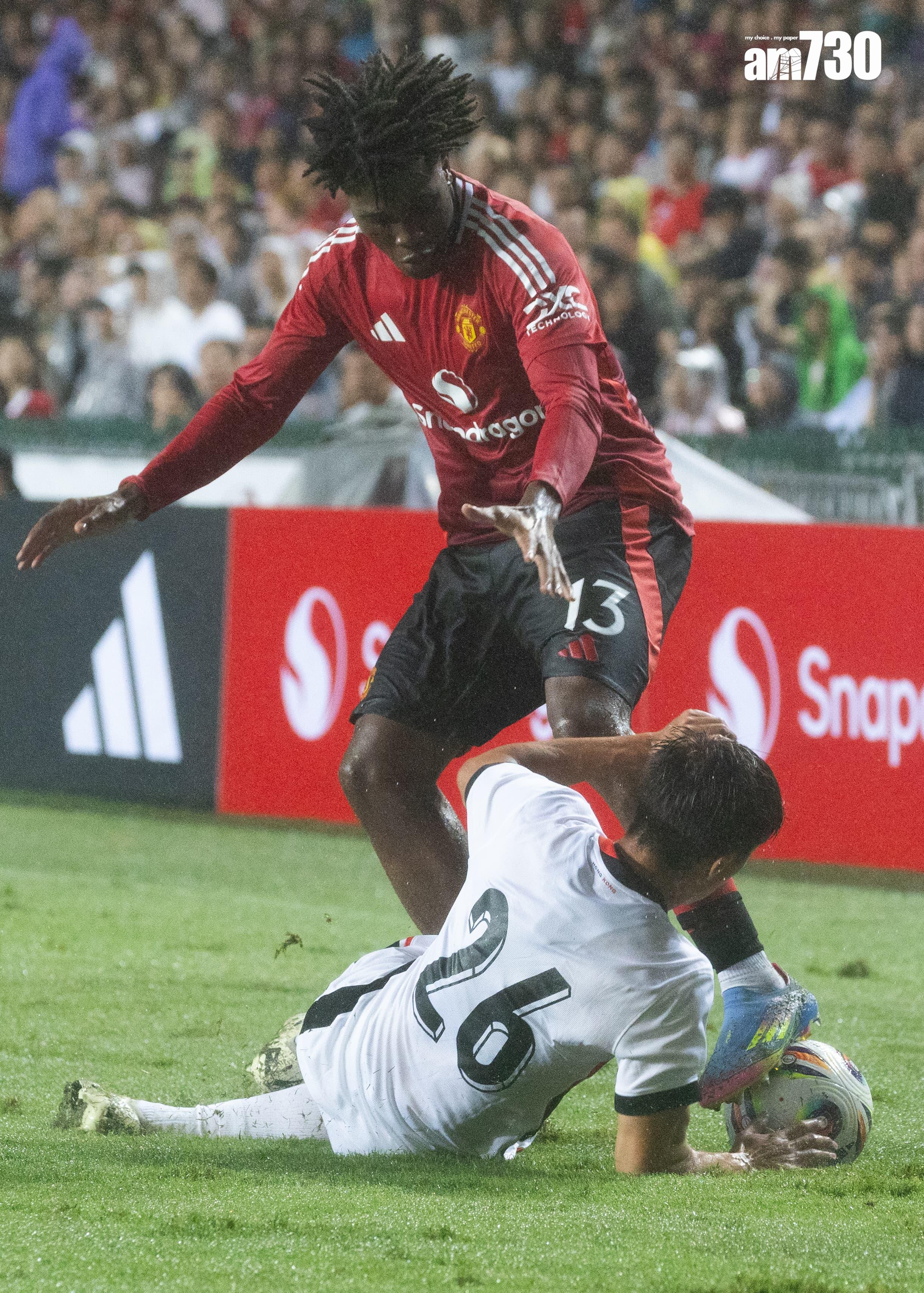 曼聯表演賽3:1贏香港隊。(蘇文傑攝)