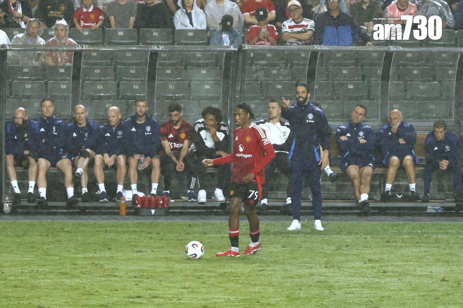 曼聯表演賽3:1贏香港隊。(林俊源攝)