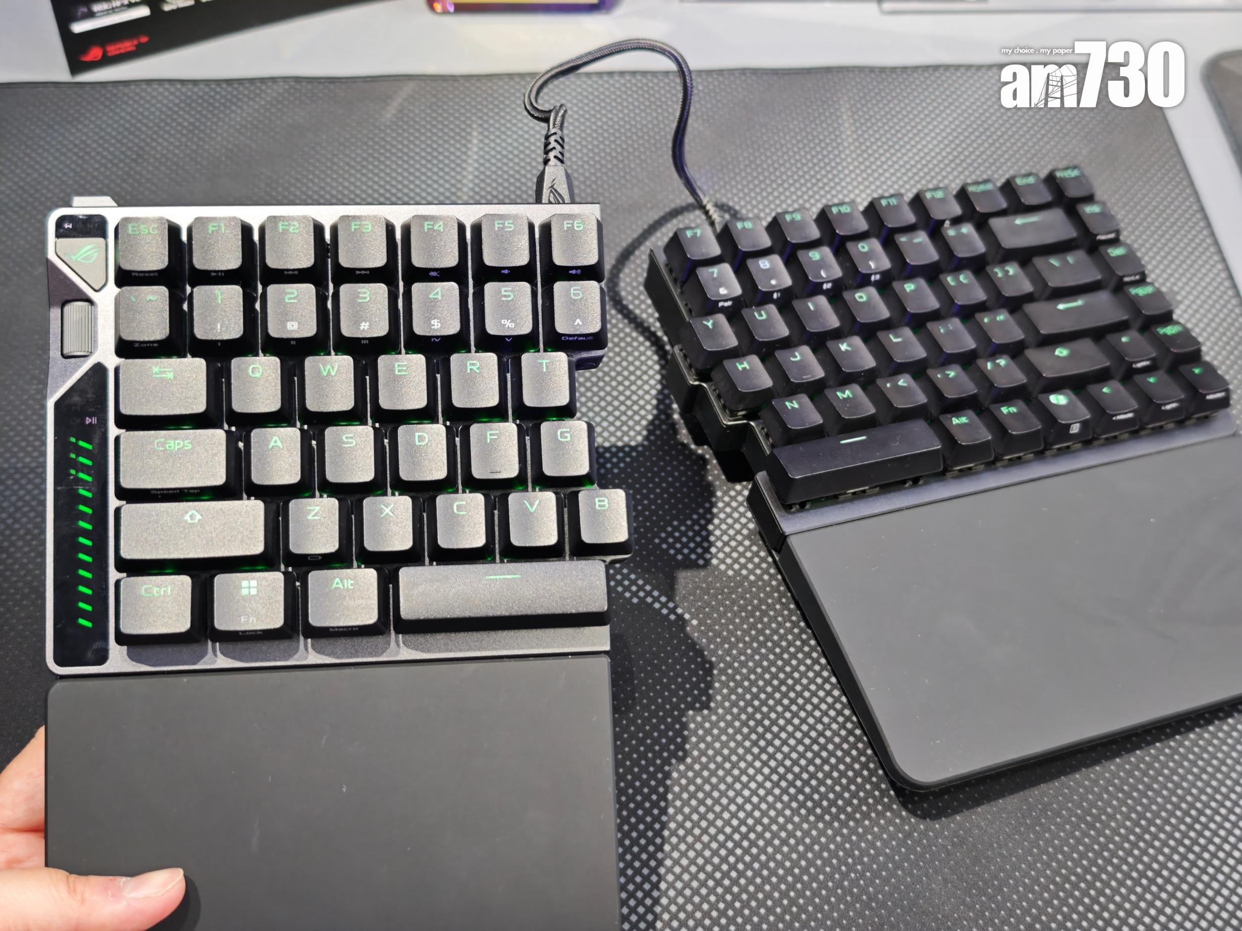 COMPUTEX 2025|ASUS ROG Falcata雖是75%按鍵配置,但左邊亦有滾輪及音量顯示。