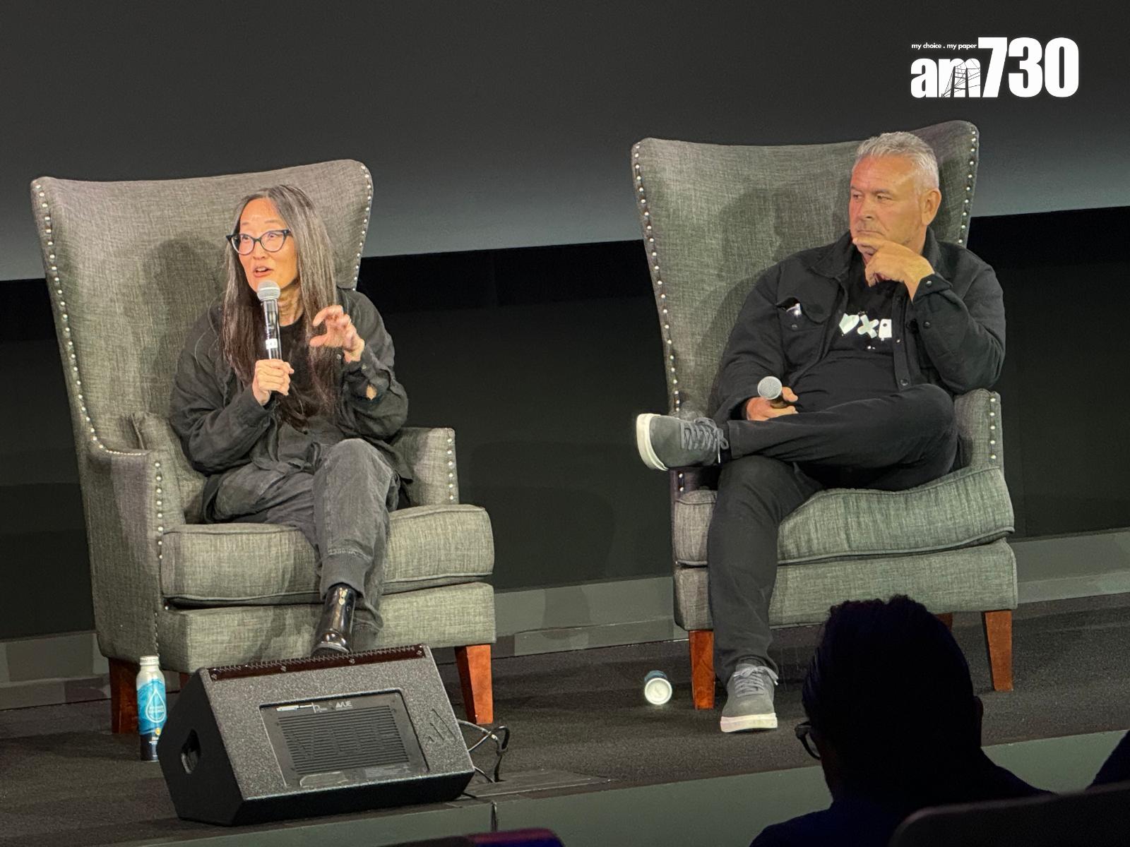 製作人大衛芬查和動畫師Jennifer Miller接受訪問。 (Lilly Lui攝)