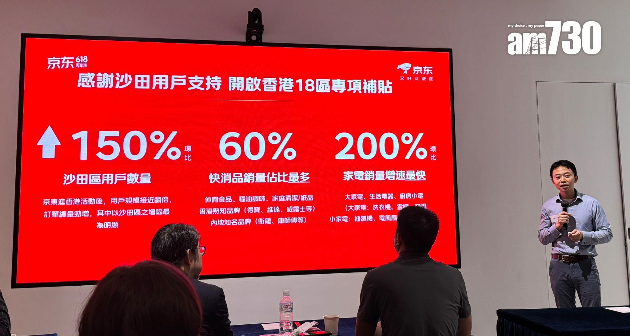 京東在沙田用戶環比增加150%。(本報記者攝)