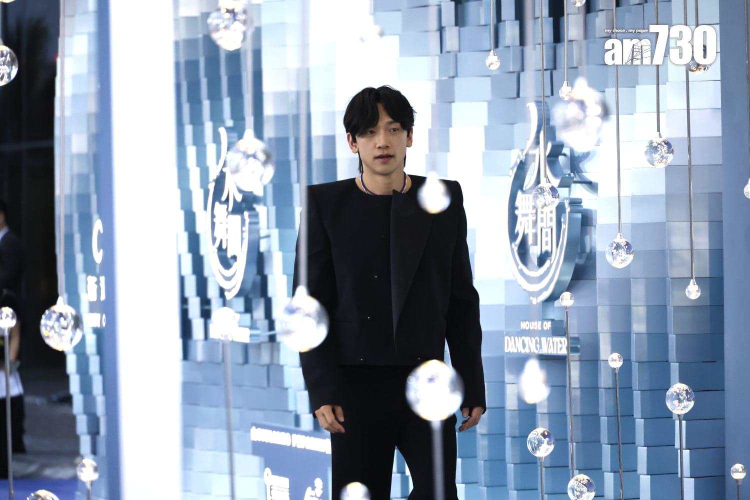 Rain以黑色型格打扮出席澳門活動。(林俊源攝)