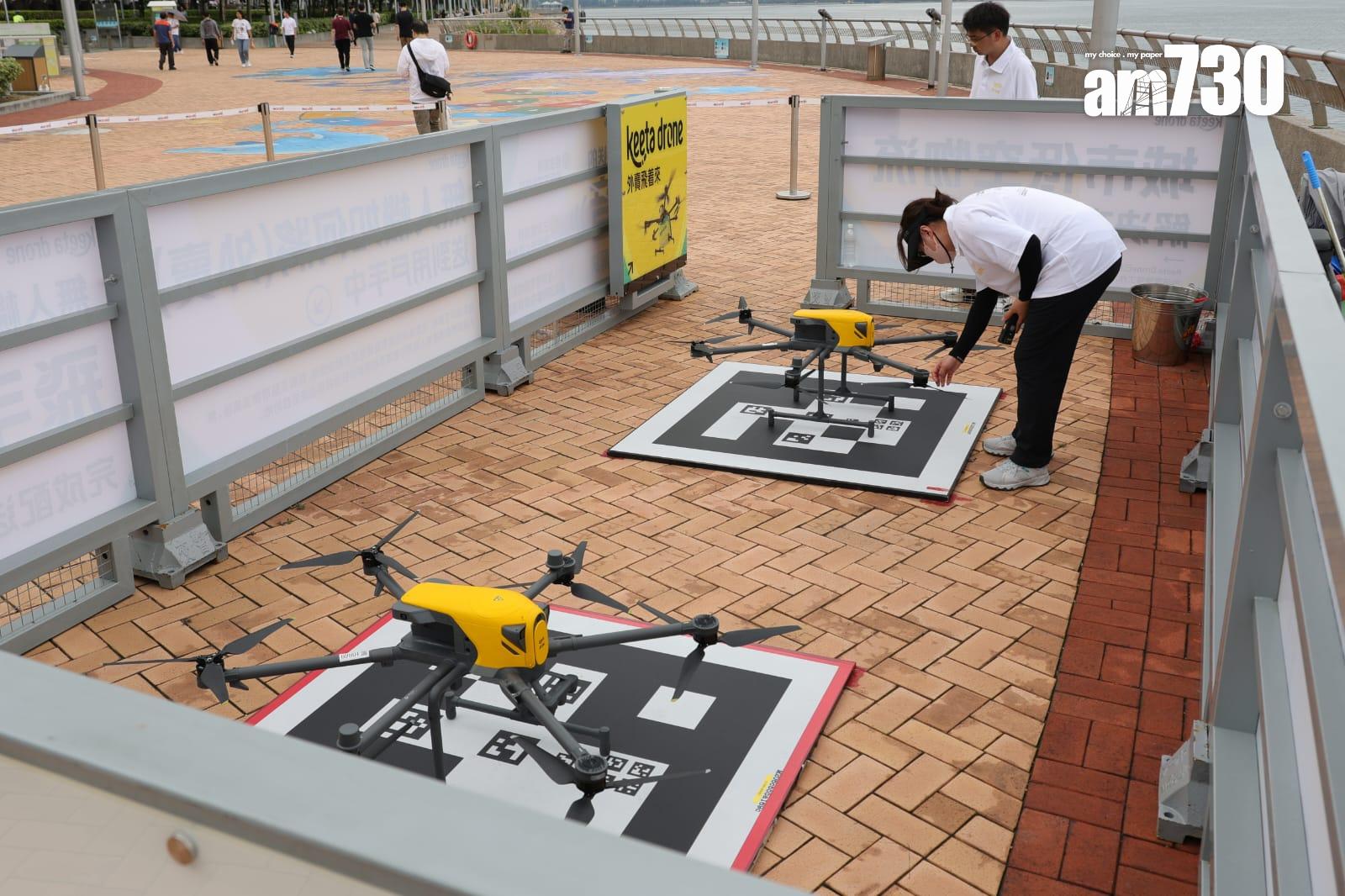 低空經濟|無人機跨海降落在自動空投櫃(M-port)航線。(吳康琦攝)