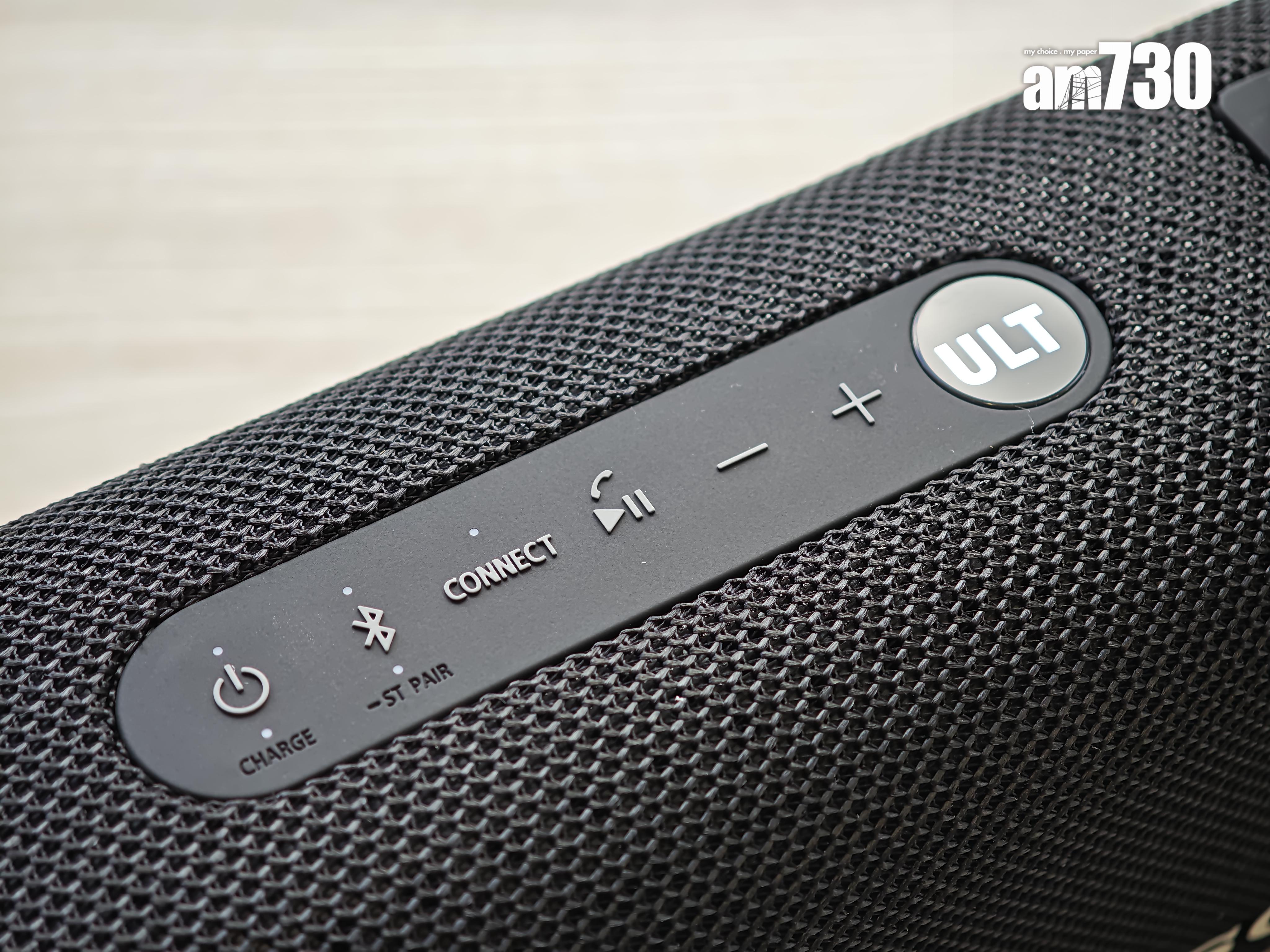 Sony ULT FIELD 3機頂有開關、藍牙、連接、播放/暫停、音量及ULT按鍵。