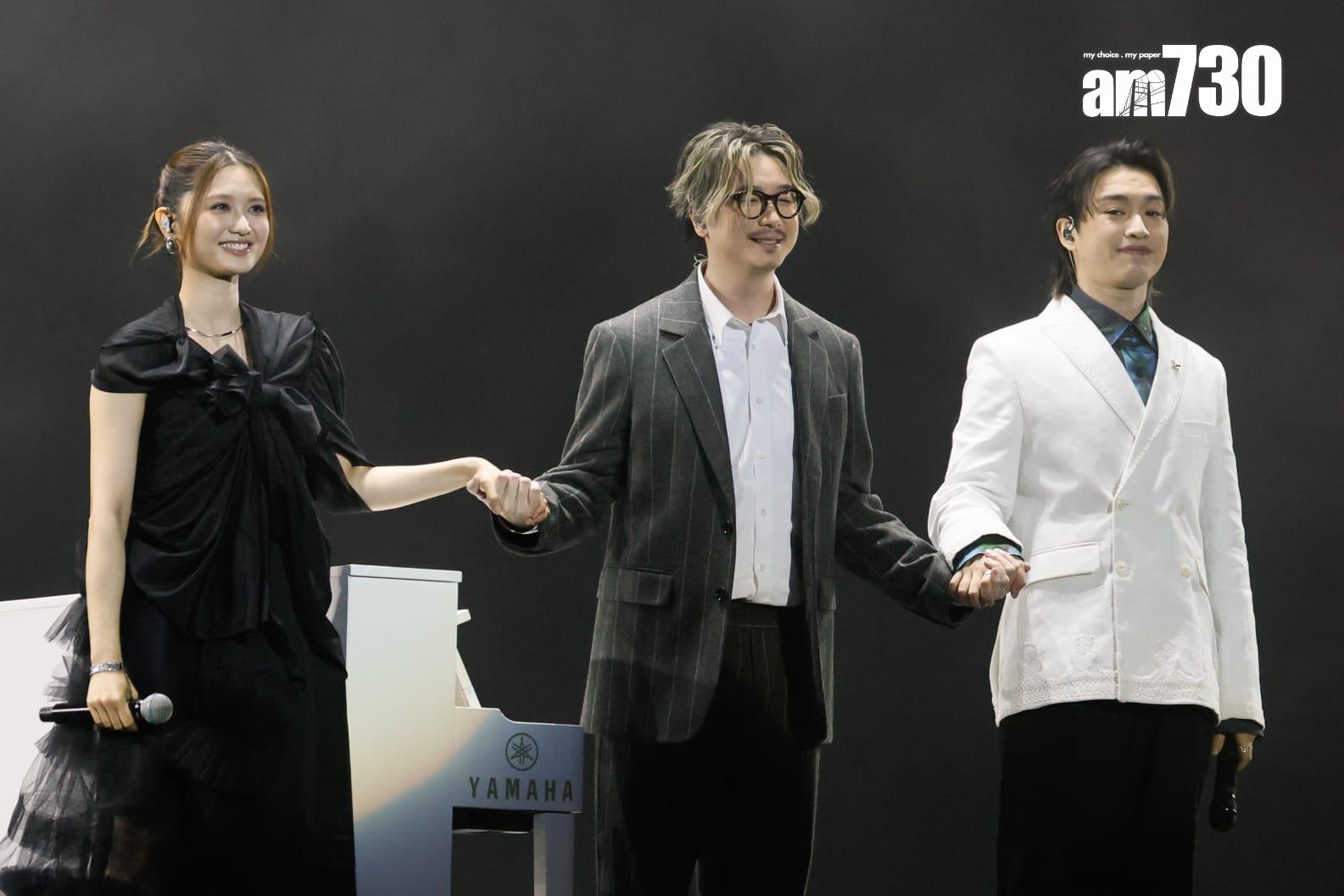 Jer與黃妍在Edward Chan鋼琴伴奏下,合唱多首方大同作品,作為致敬。(蘇文傑攝