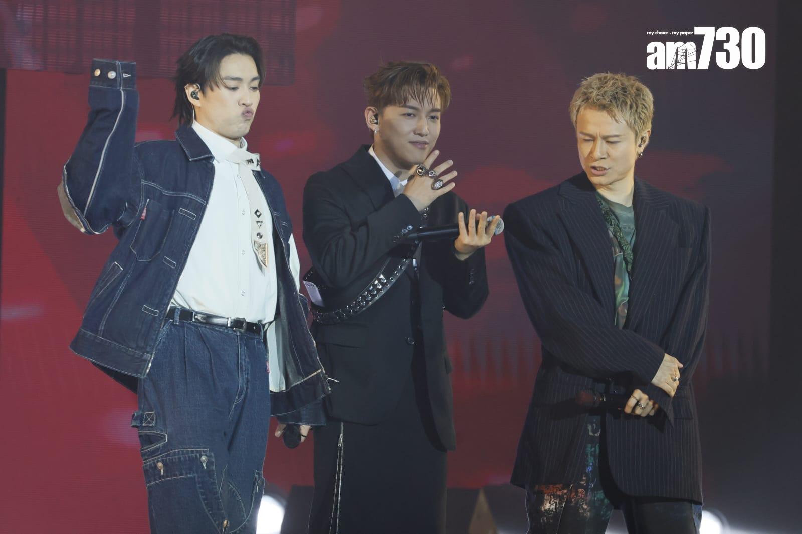 MC張天賦、柳應廷和陳健安合唱,大曬唱功。(蘇文傑攝)