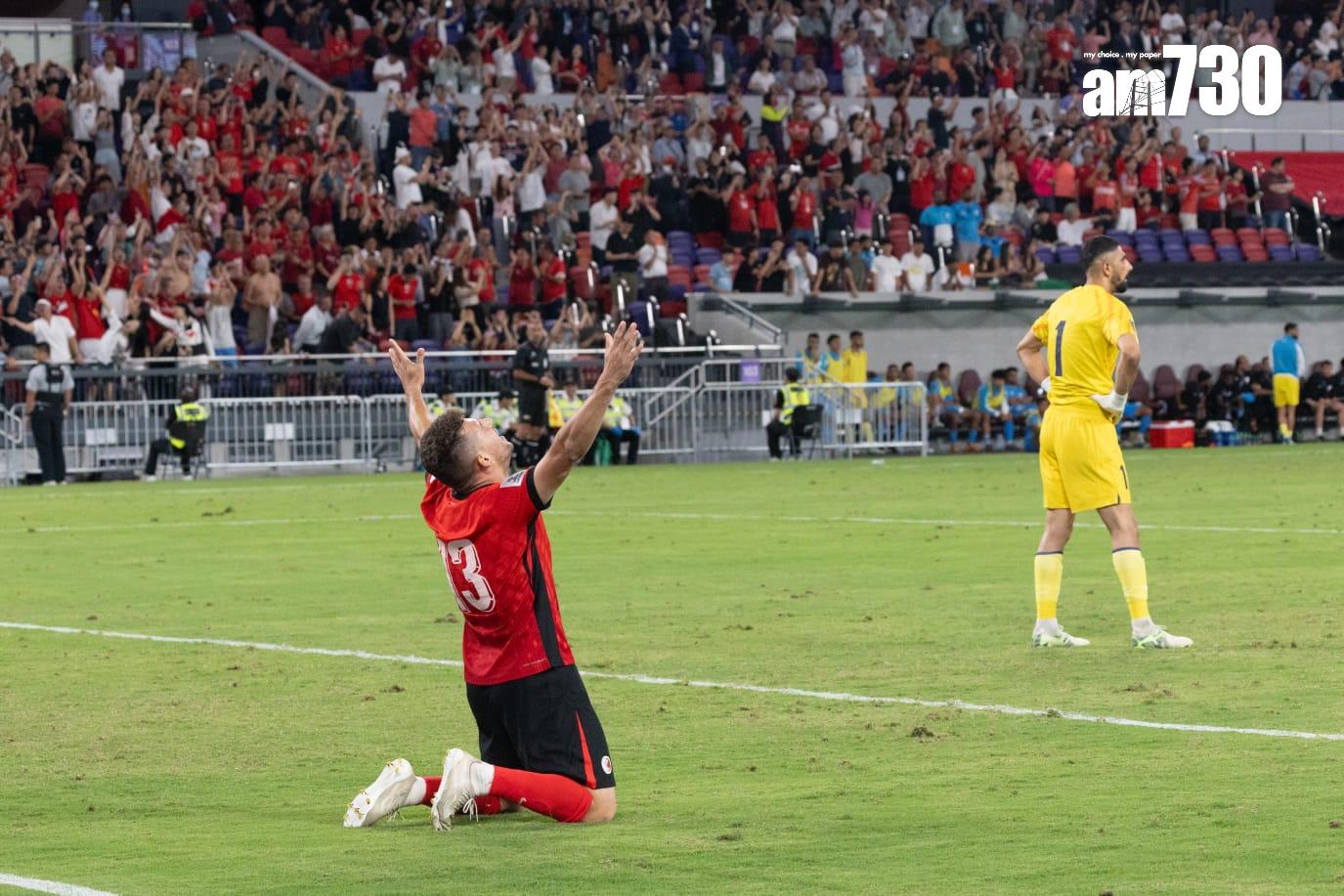 亞洲盃外圍賽|香港足球隊對印度,彭利拿射入12碼為香港隊取得勝利。(蘇文傑攝)