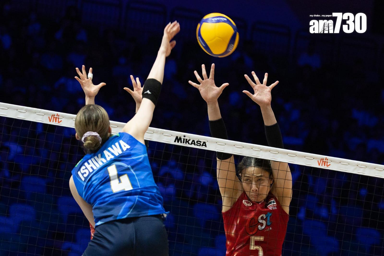 日本女排以3:2反勝泰國。(蘇文傑攝)
