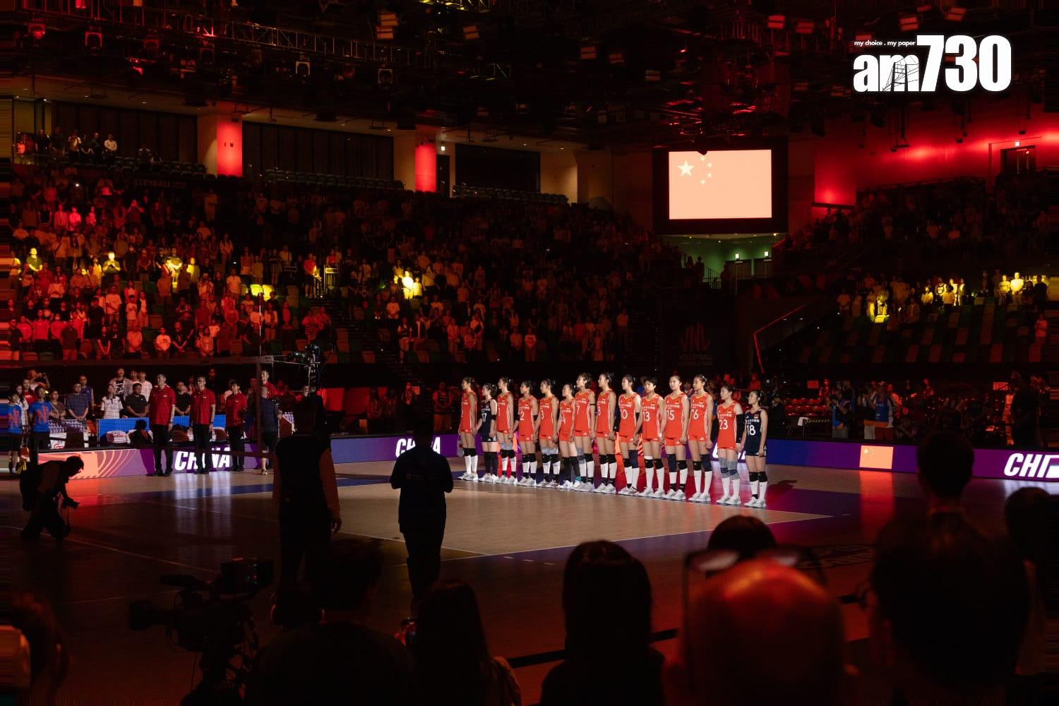 中國女排在香港站首戰旗開得勝。(蘇文傑攝)