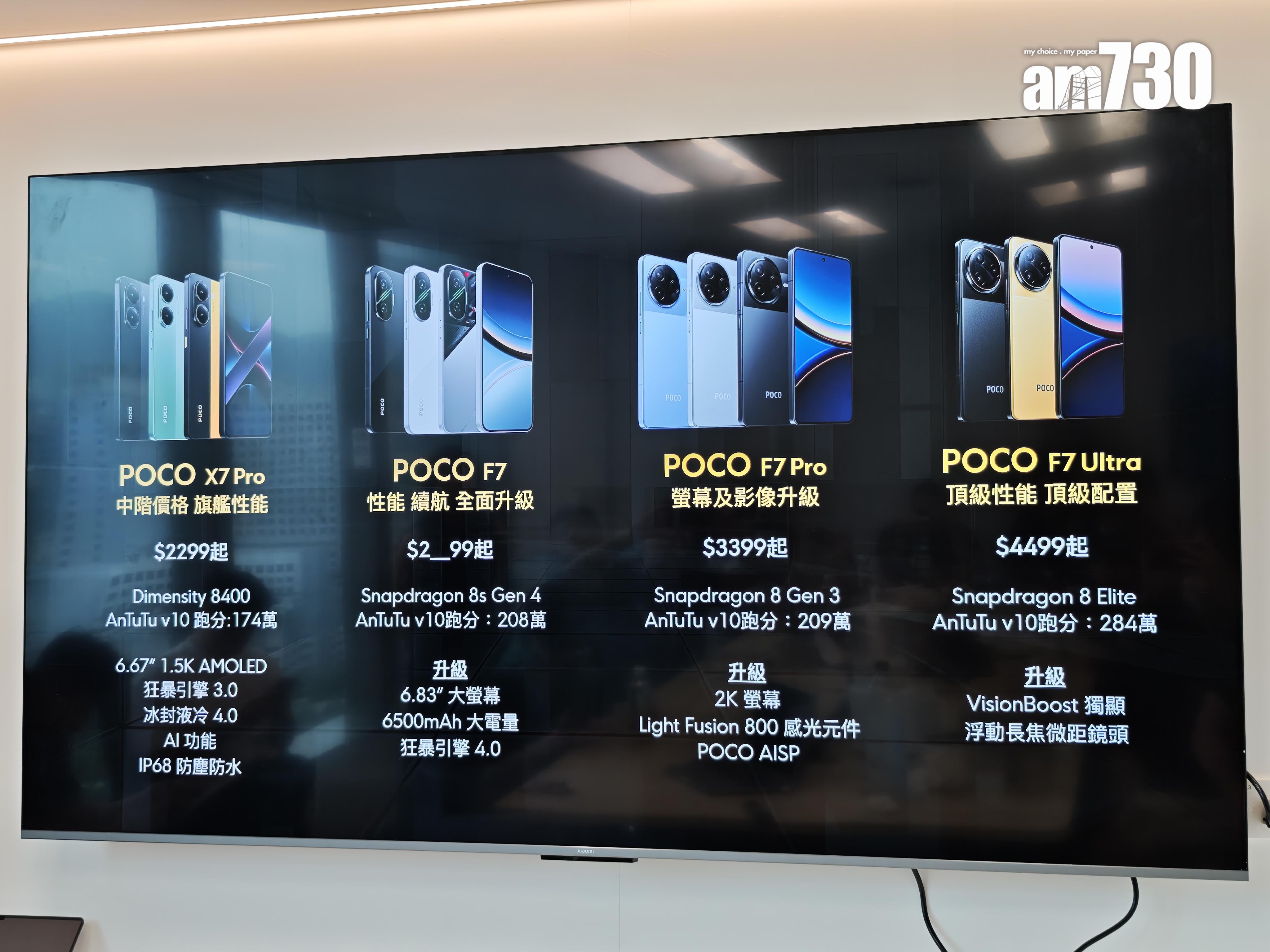 POCO F7家族4款手機定位。