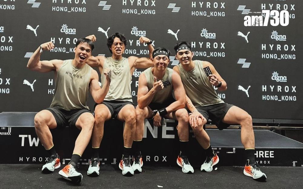伍富橋與森美和兩位健身的好友昨日(27日)一起參加Hyrox香港2025。(受訪者提供)