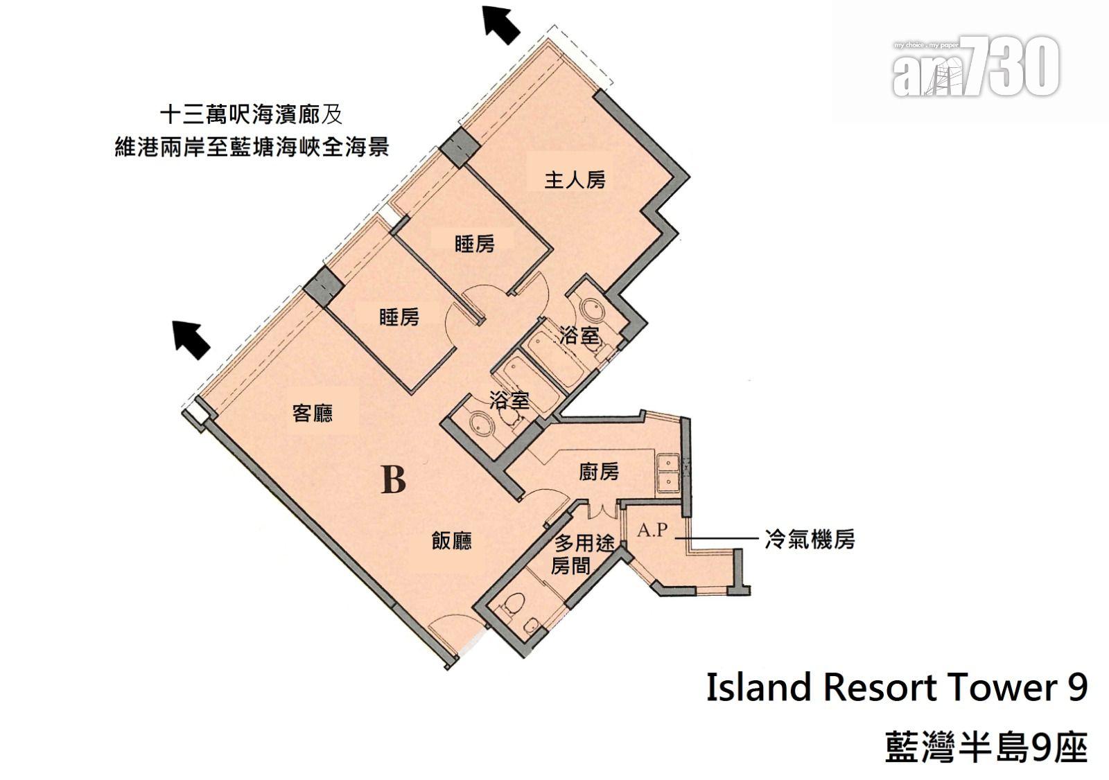 放盤兩年半劈價24%!外區客1398萬入手藍灣半島三房套「樓王」(多圖)|二手樓成交