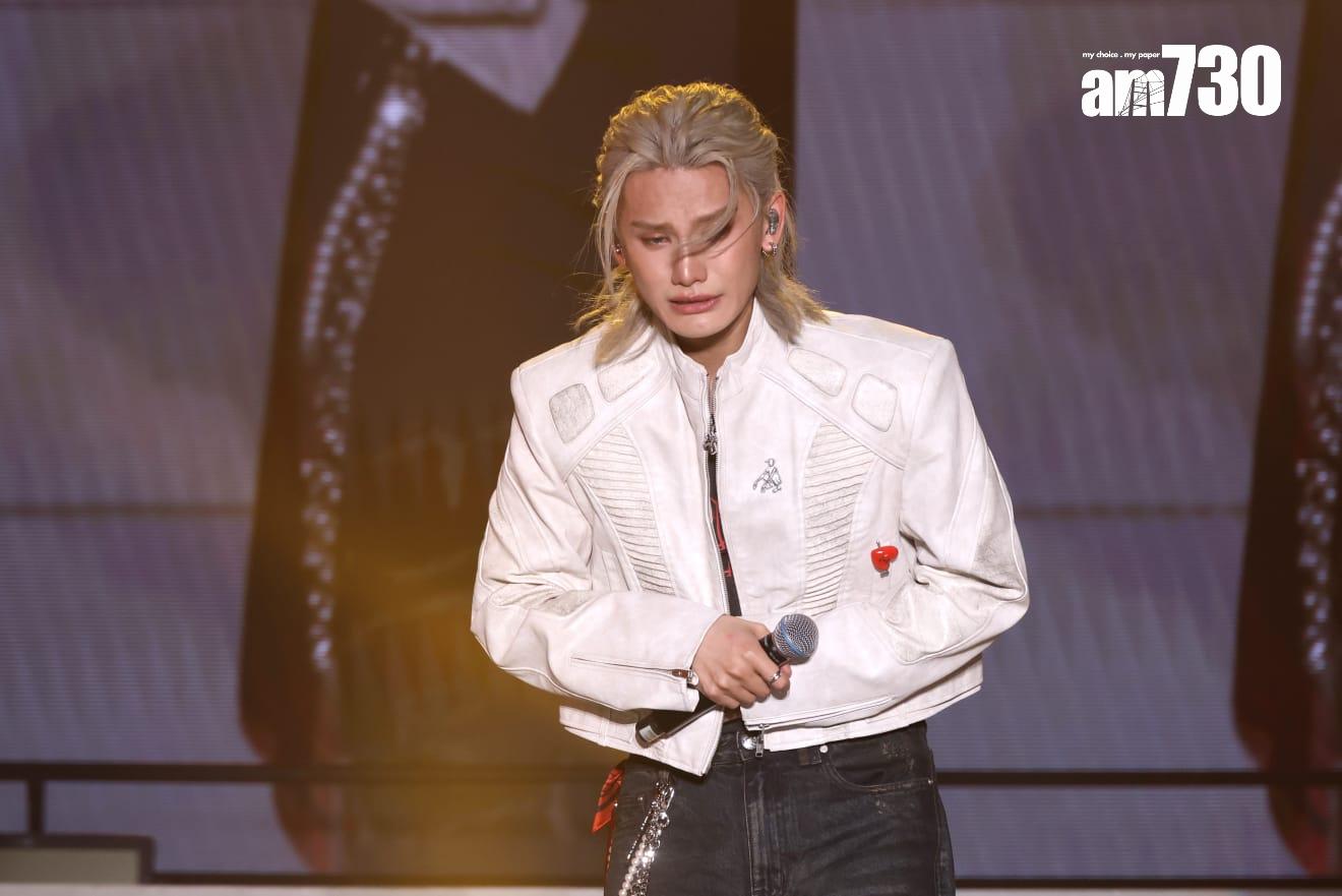 Jeremy李駿傑《Rise In Love Live 2025》演唱會,encore時段感觸哽咽。(林俊源攝)