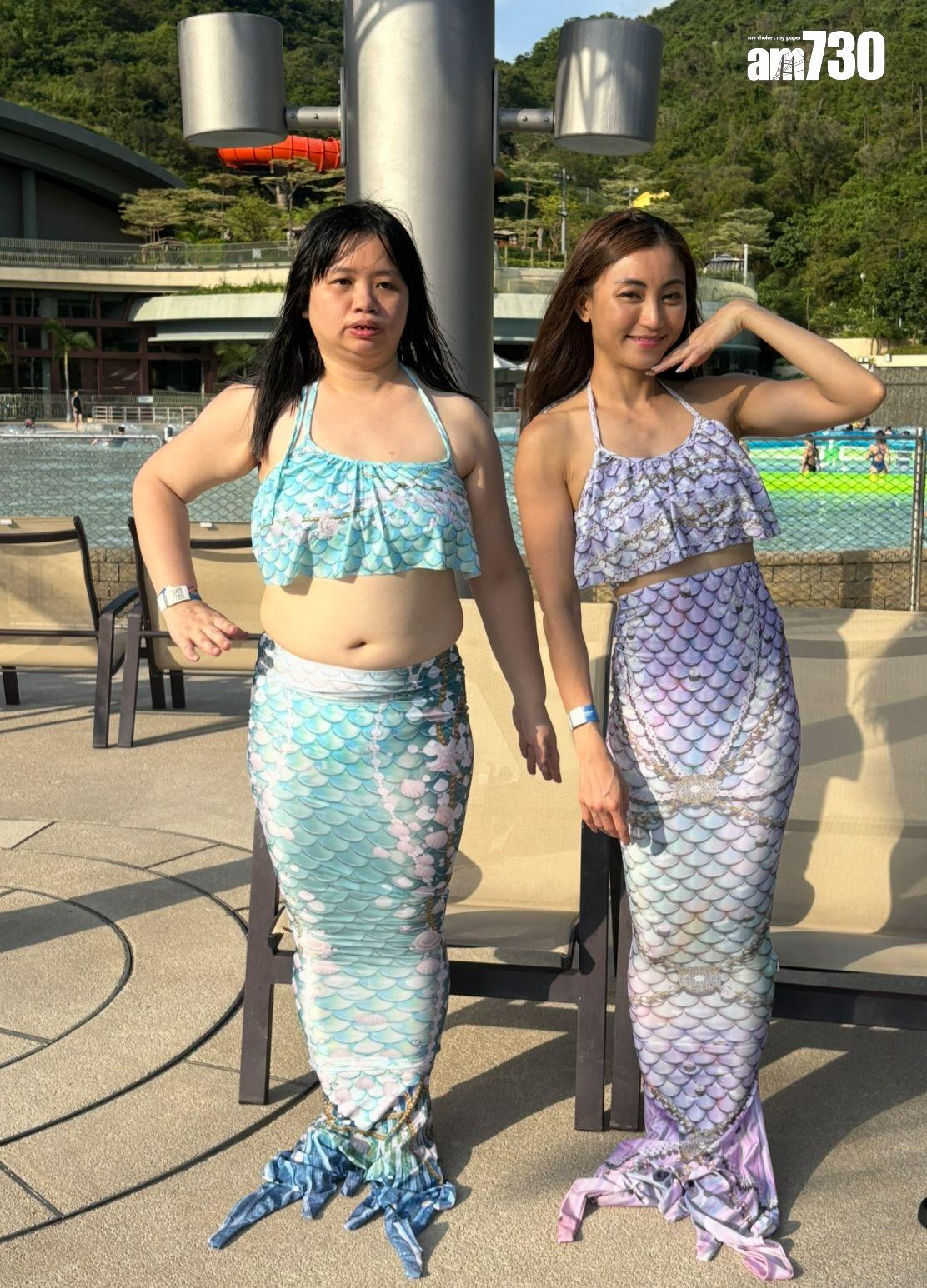 阿儀與好姐妹黃榕昨日(10日)現身水上樂園。(娛樂組攝)