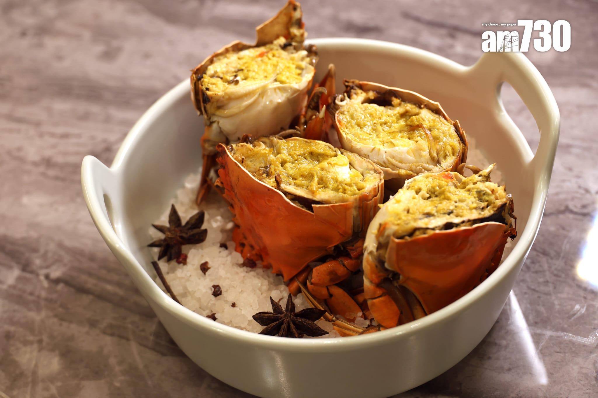 必食油鹽焗奄仔蟹(放題B)爆膏,肉質清甜。