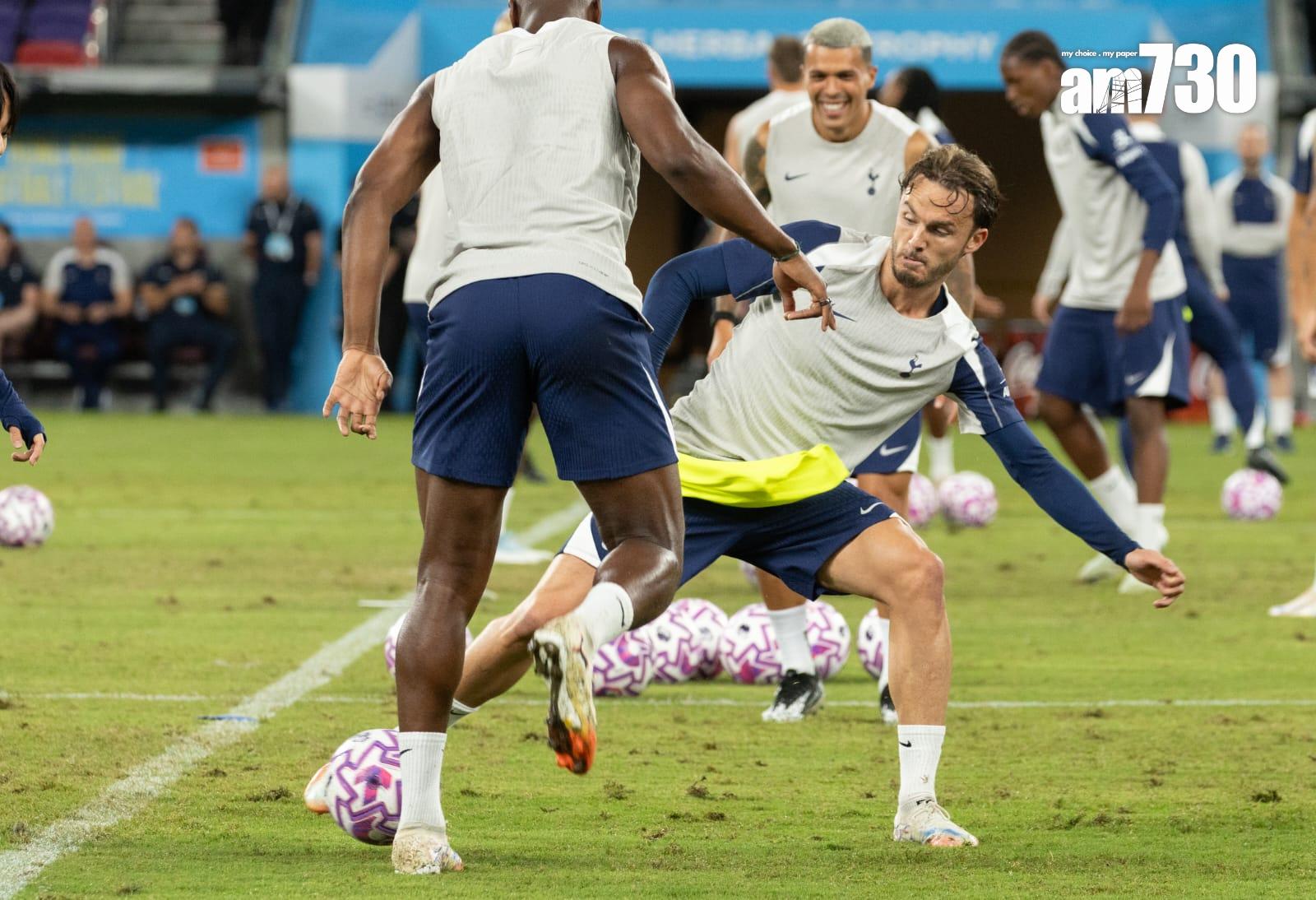 熱刺在啟德主場館公開操練。(蘇文傑攝)