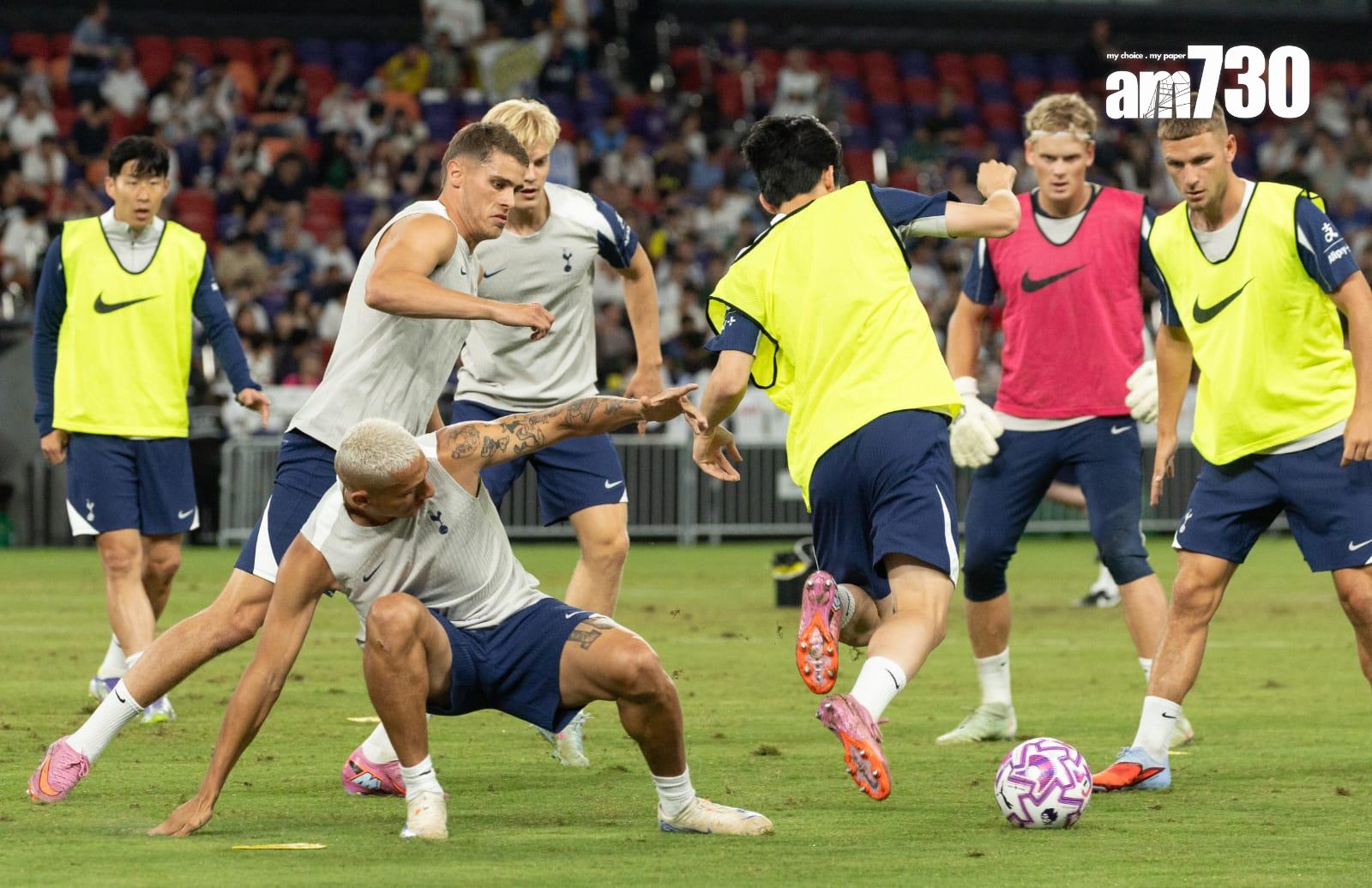 熱刺在啟德主場館公開操練。(蘇文傑攝)