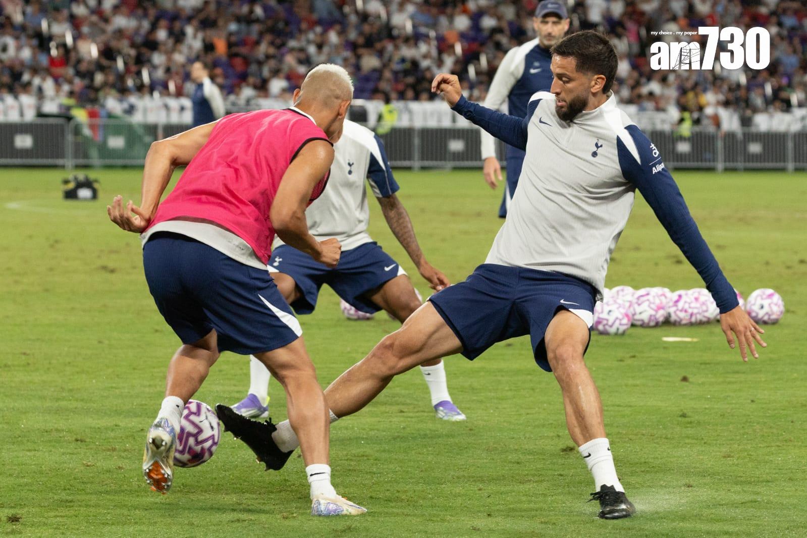 熱刺在啟德主場館公開操練。(蘇文傑攝)