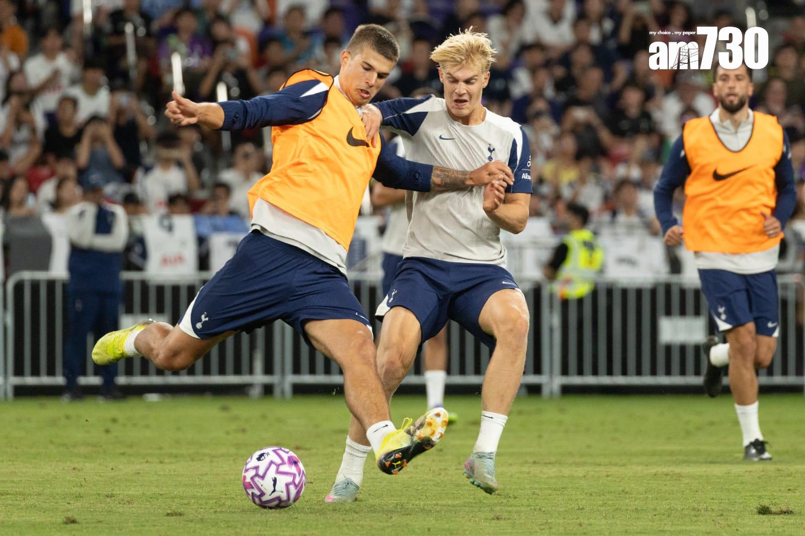 熱刺在啟德主場館公開操練。(蘇文傑攝)