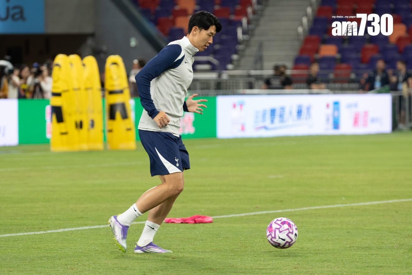 熱刺的孫興民在啟德公開訓練。(蘇文傑攝)