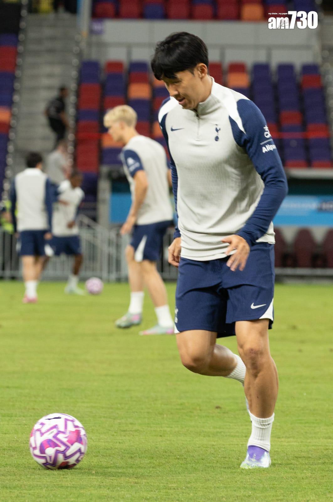 熱刺的孫興民在啟德公開訓練。(蘇文傑攝)