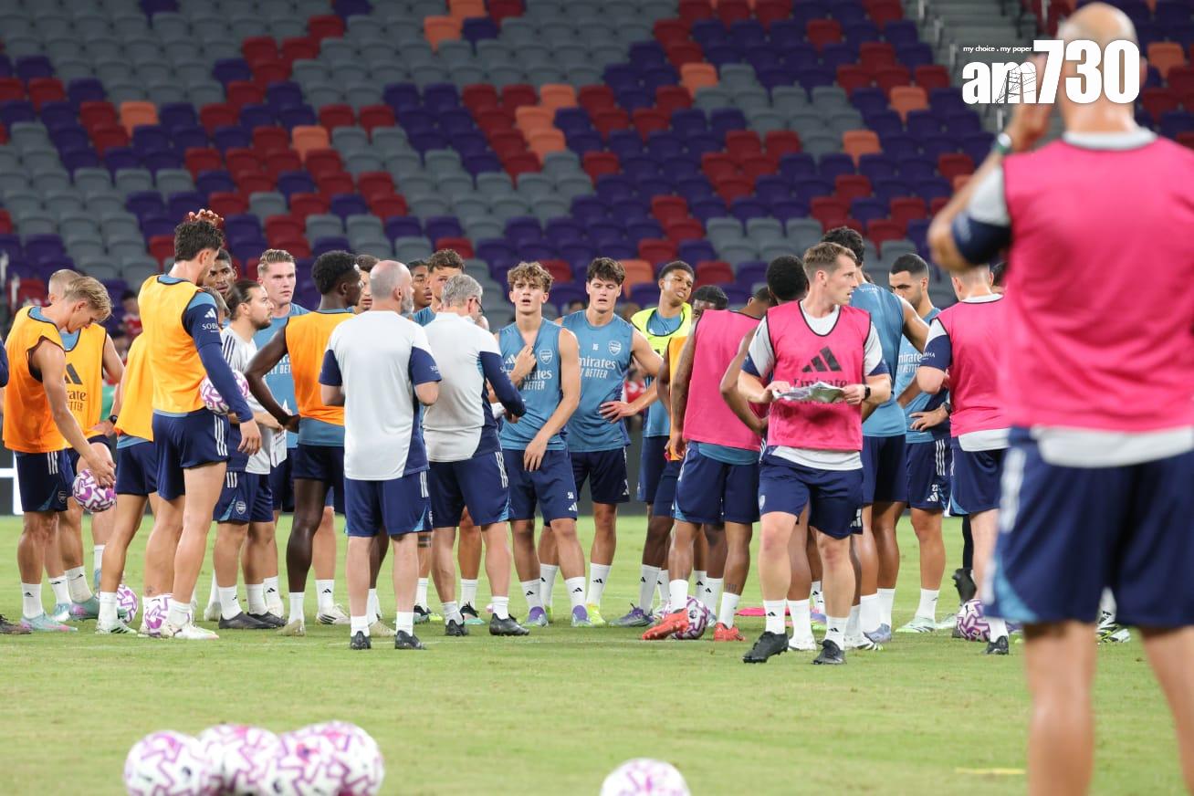 阿仙奴在啟德公開操練。(吳康琦攝)