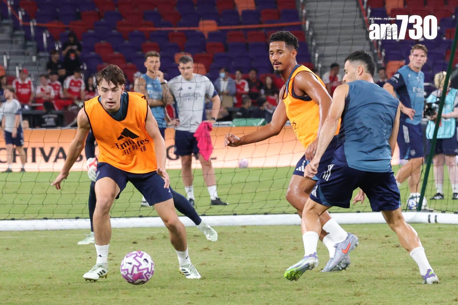 阿仙奴在啟德公開操練。(吳康琦攝)