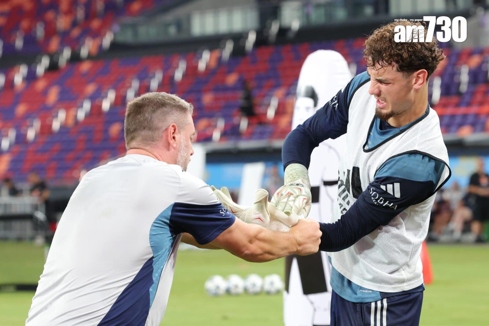 阿仙奴新加盟門將阿列沙巴拿加。(吳康琦攝)