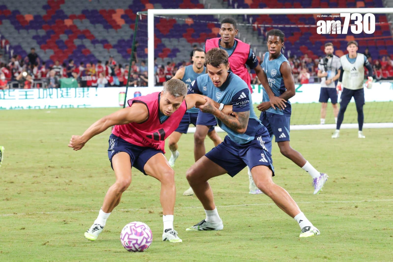 阿仙奴在啟德公開操練。(吳康琦攝)