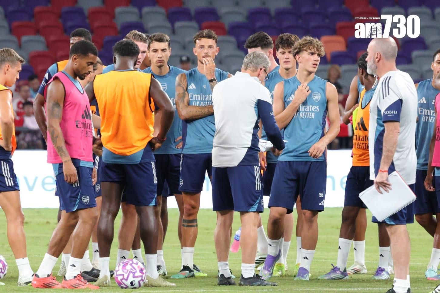 阿仙奴在啟德公開操練。(吳康琦攝)