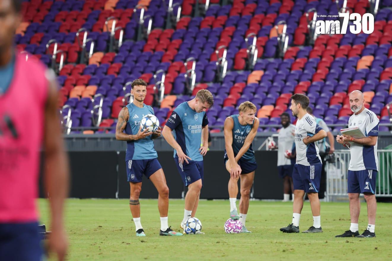 阿仙奴在啟德公開操練。(吳康琦攝)