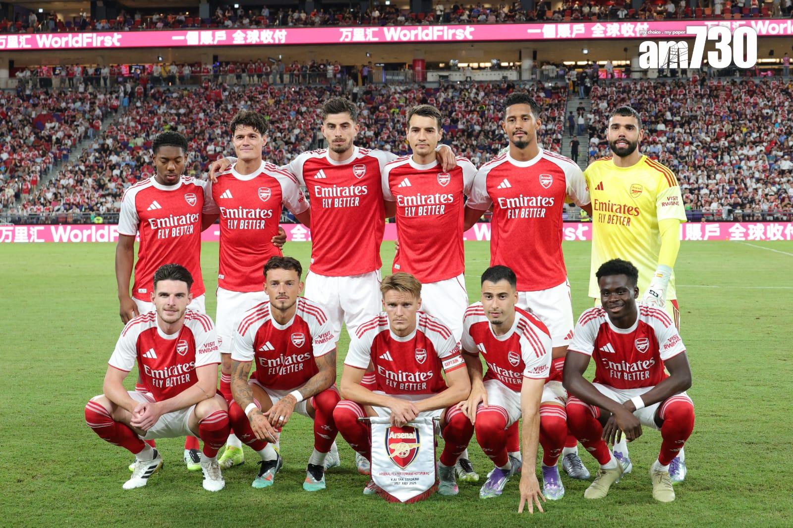 阿仙奴球隊陣容。(吳康琦攝)