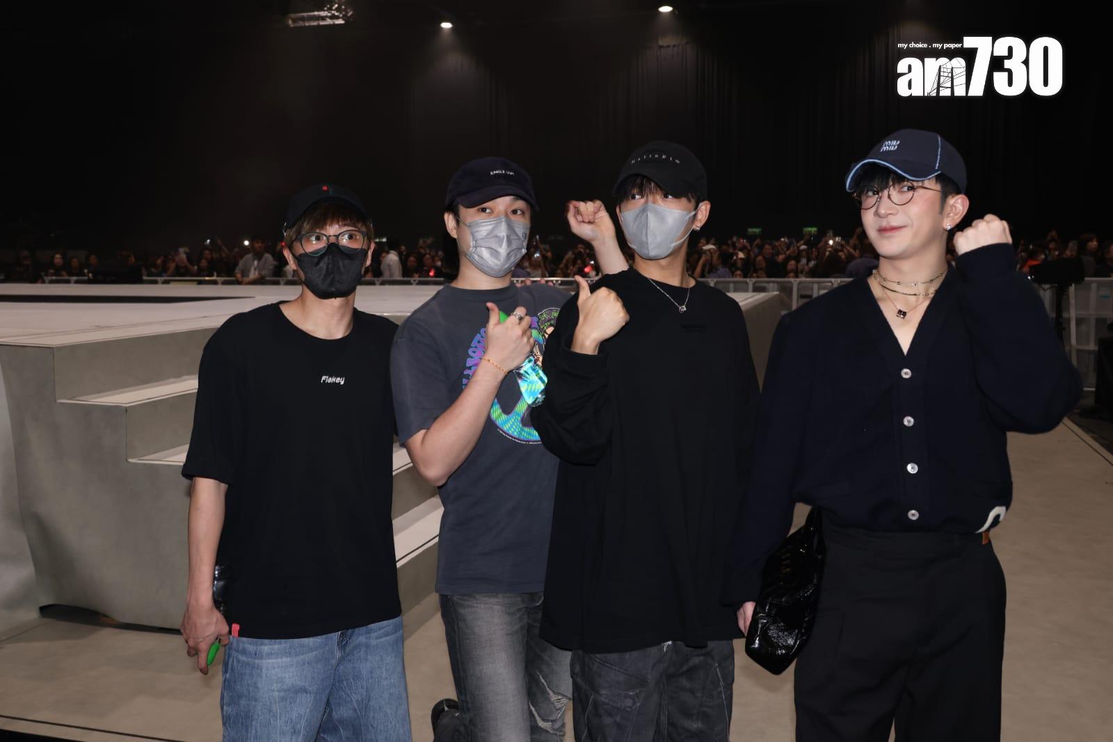 MIRROR兄弟Anson Lo、Edan、Jer和Frankie入場支持Jeremy李駿傑。(林俊源攝)