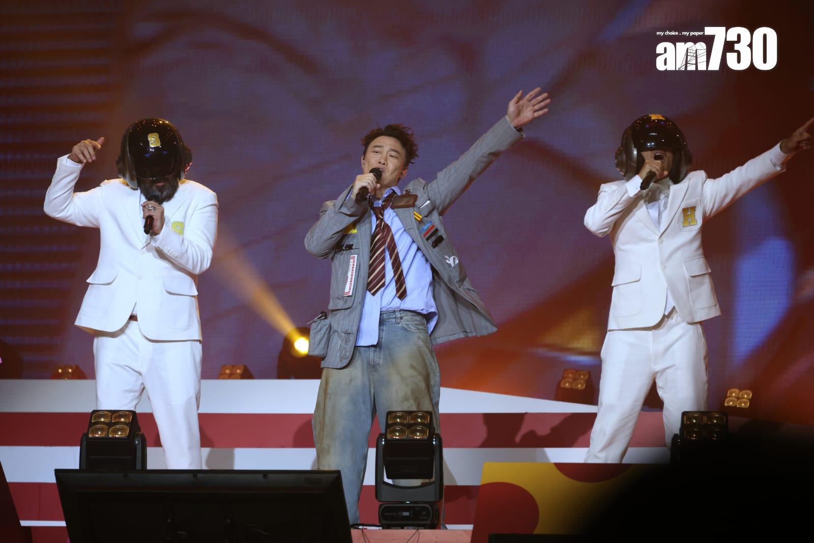 Eason和軟硬在亞博的《香港麥當勞50週年 i'm lovin' it音樂會》,爆笑大合唱。(林俊源攝)