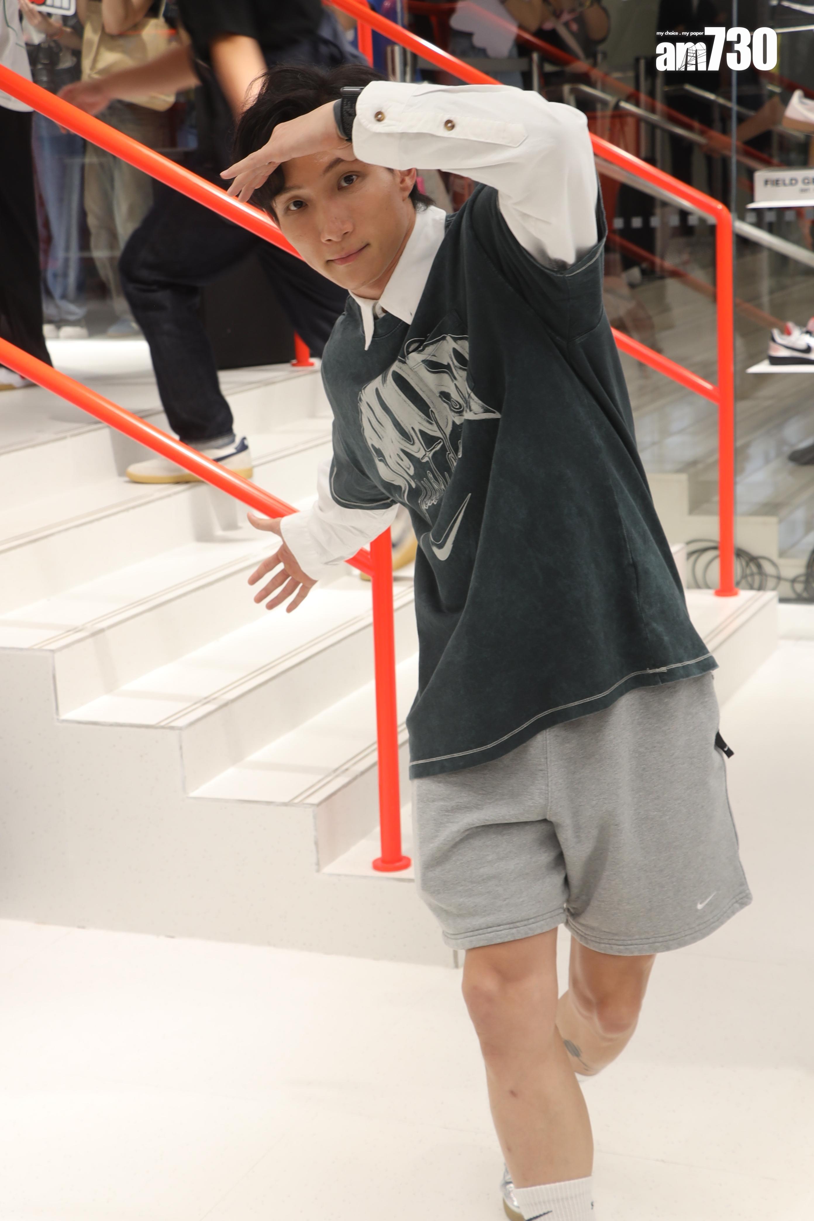 Bboy Think(曾子驊)即席擺跳舞甫士拍照。(娛樂組攝)