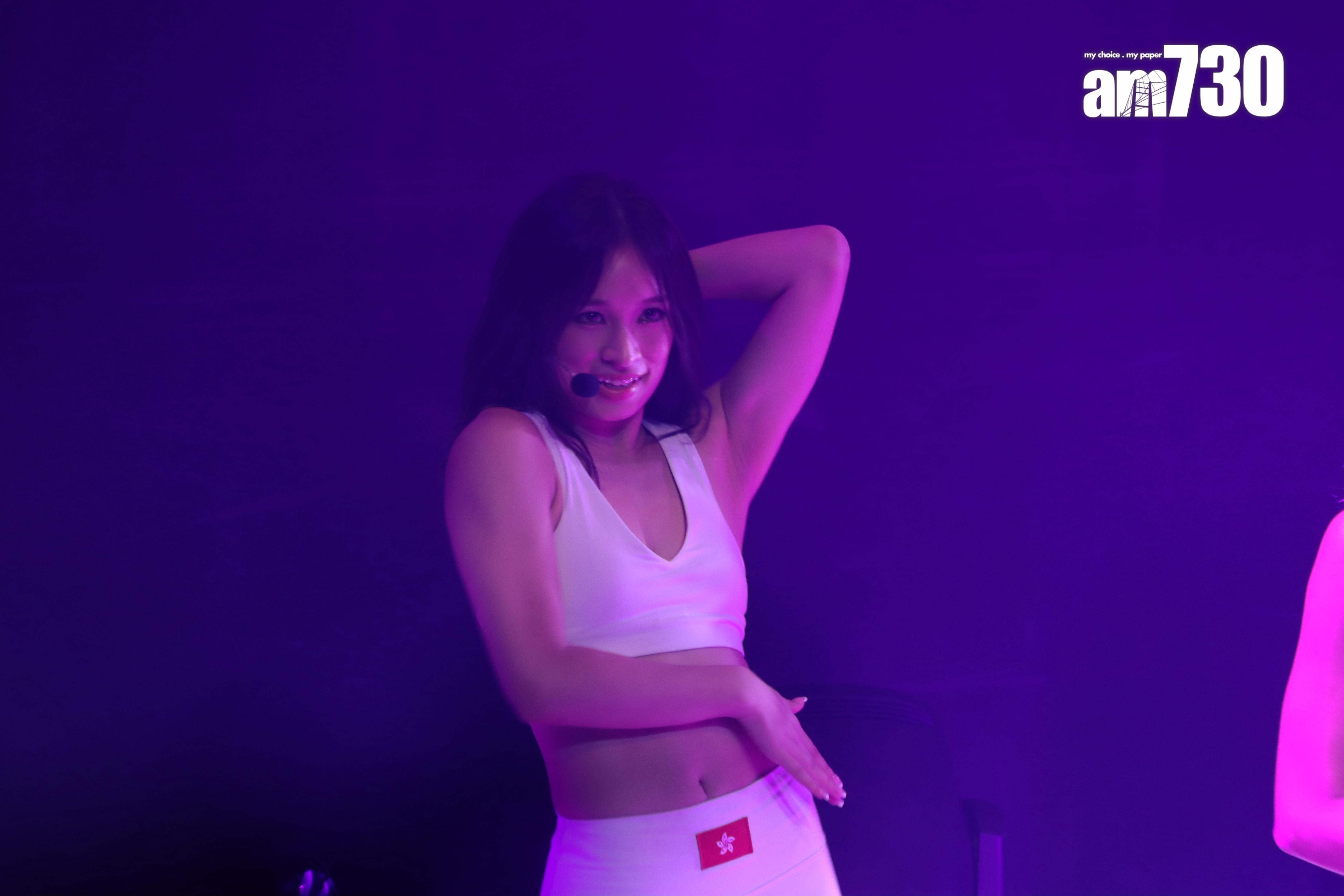 Ariel今日(28日)現身中環大館出席Now United中國香港區新成員出道首演活動。(娛樂組攝)