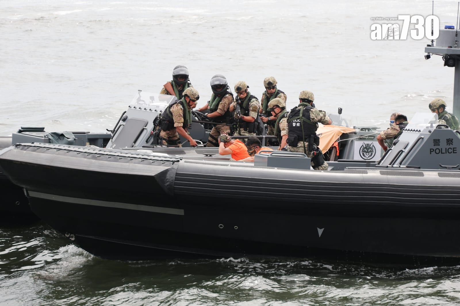 跨部門反恐演習在啟德郵輪碼頭進行,模擬恐怖分子乘郵輪到港襲擊(吳康琦攝)