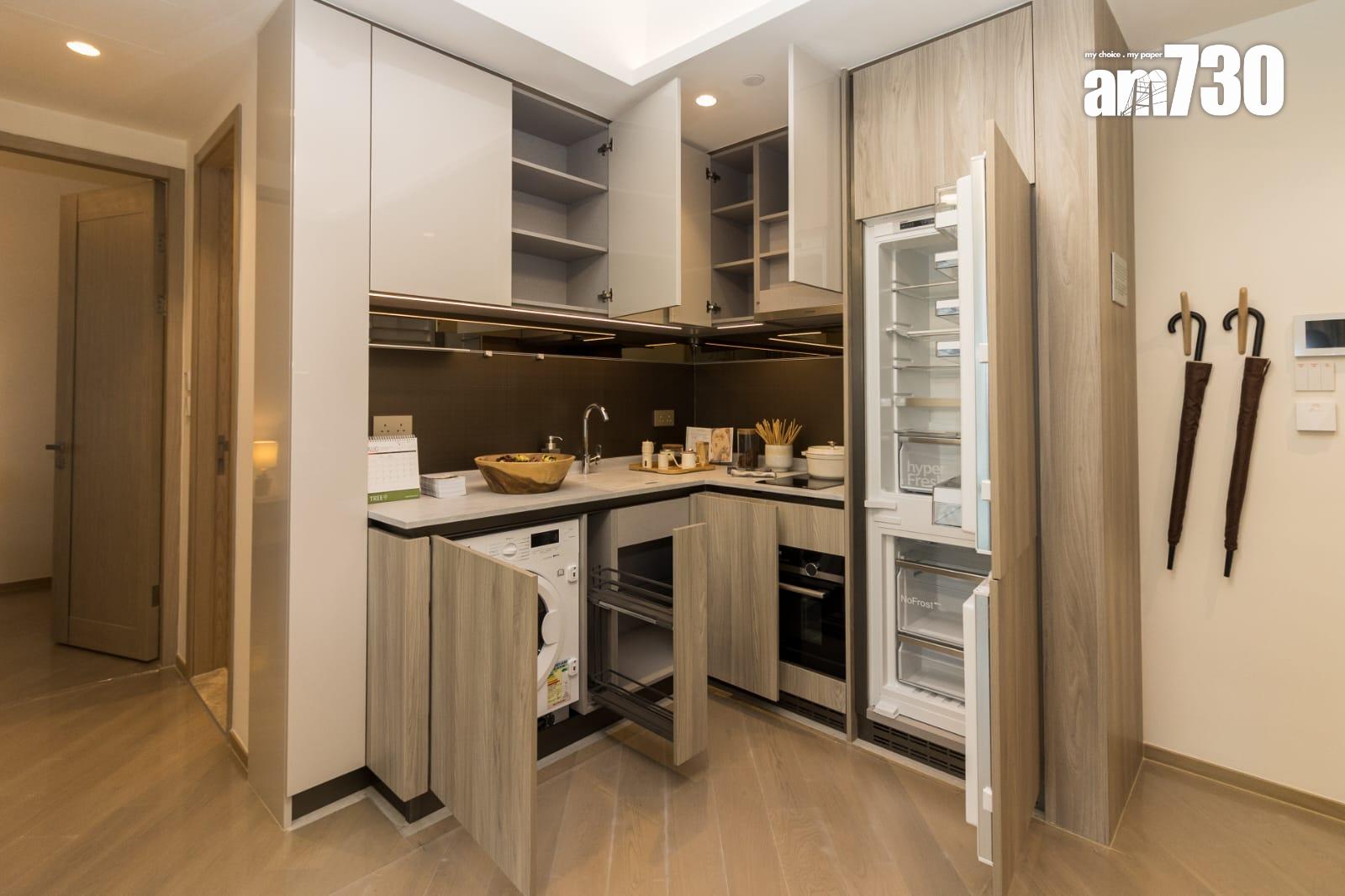 凱柏峰示範單位|461呎現樓兩房連傢俬 開則方正 廳房同向設計(多圖有片)|將軍澳新盤